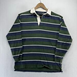 Vintage IVY Crew Rugby Shirt Men's Large Blue Green Colorblock Collared 90s